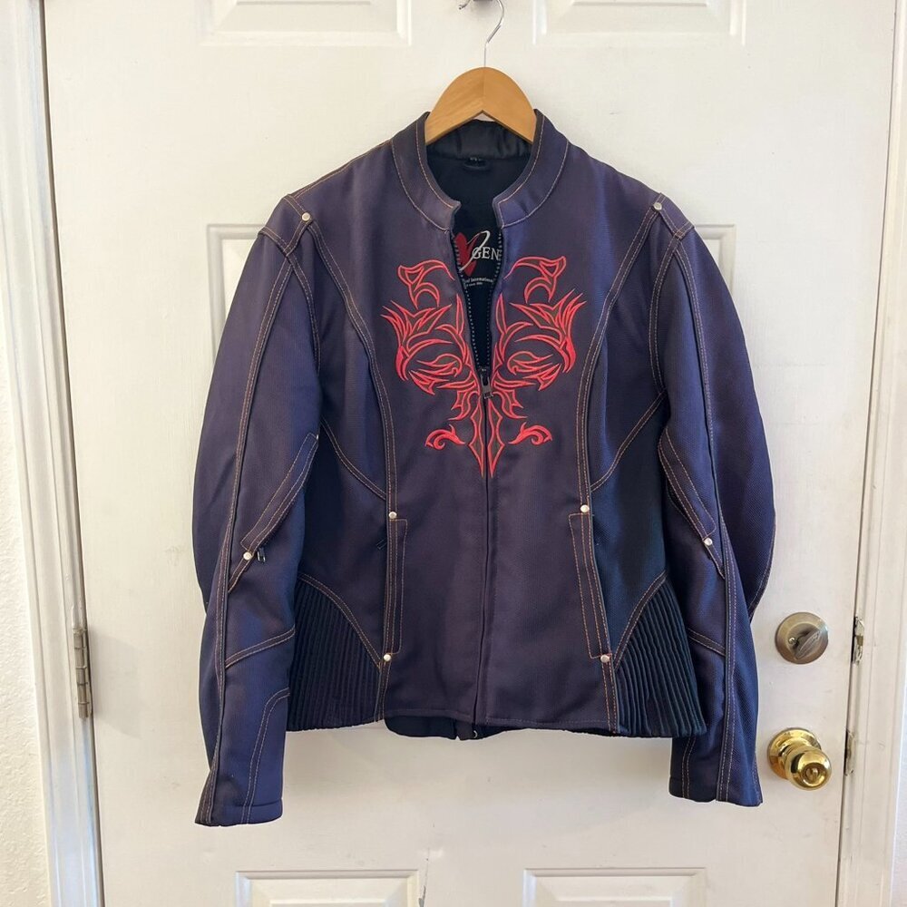 NexGen Armored Reflective Tribal Motocross Motorcycle Mobwife Jacket Sz Lr